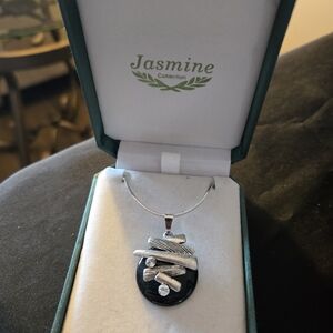 Silver and Black Pendant Necklace